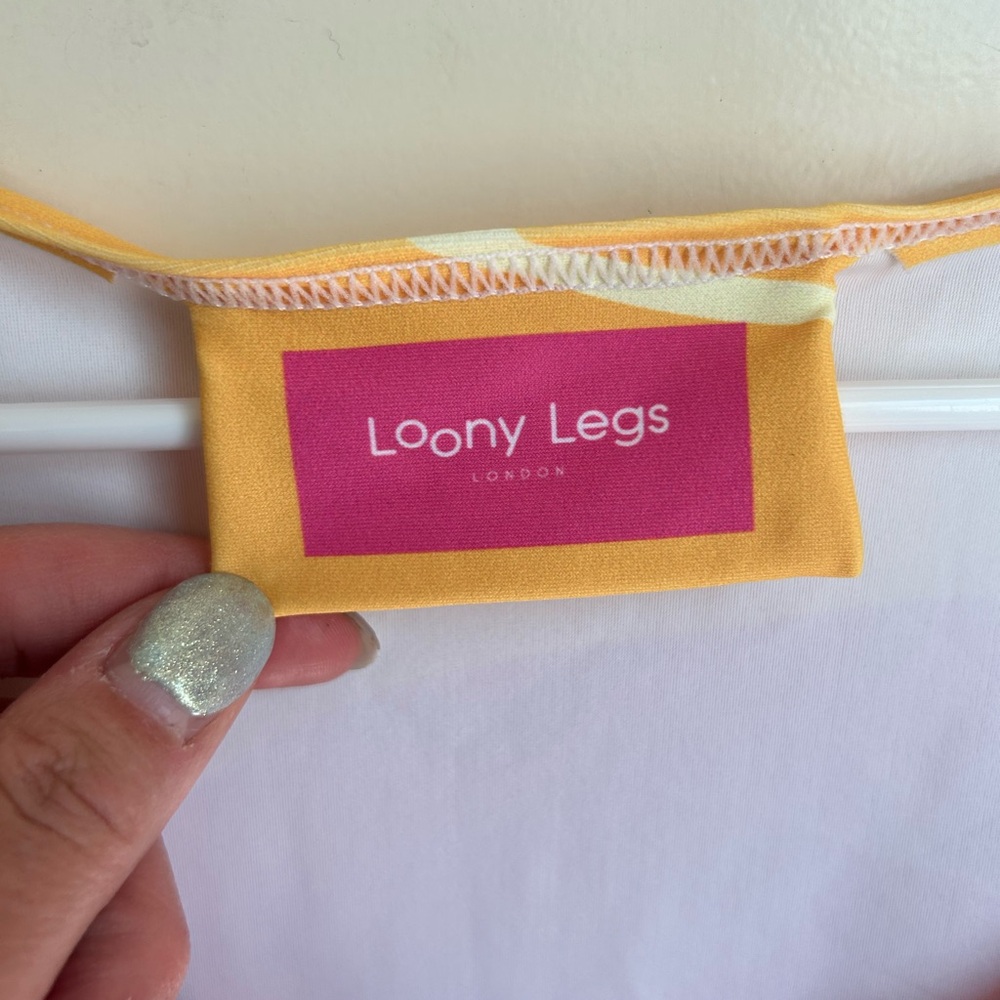 Loony Legs Patterned Leggings and vest shirt “Modernist" Fuchsia/Turquoise Large - Picture 13 of 14